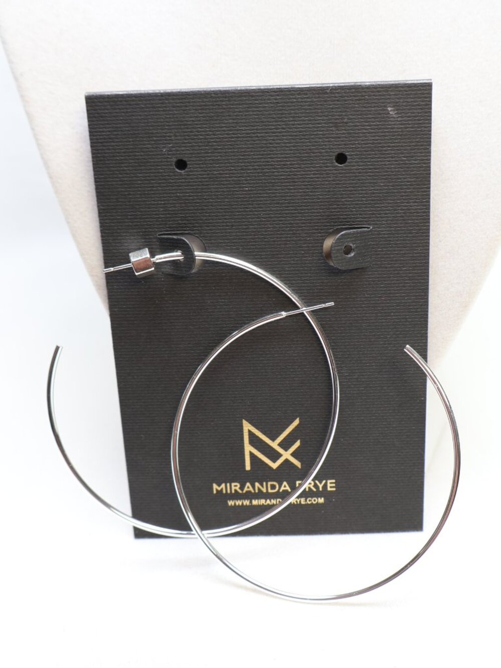 MIranda Frye Silver Tone Rylan Large Hoop Earrings $112 READ AD!